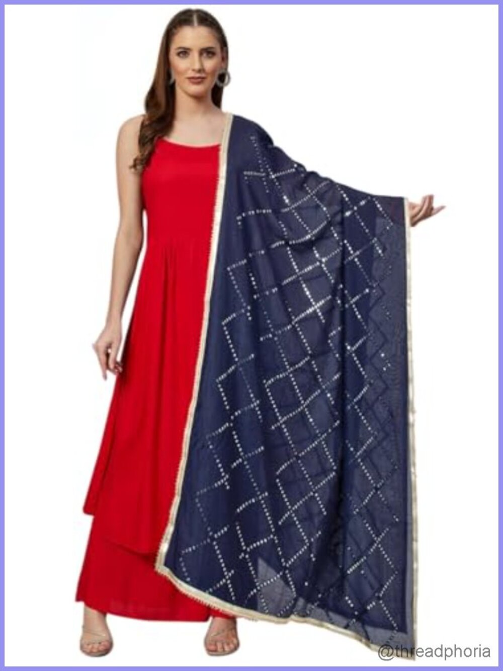 Women's Cotton Blend Sheer Dupatta Wrap Scarf Floral Traditional Ethnic Shawl